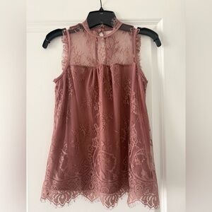 Xhilaration Rose Lace Mock Neck Camisole